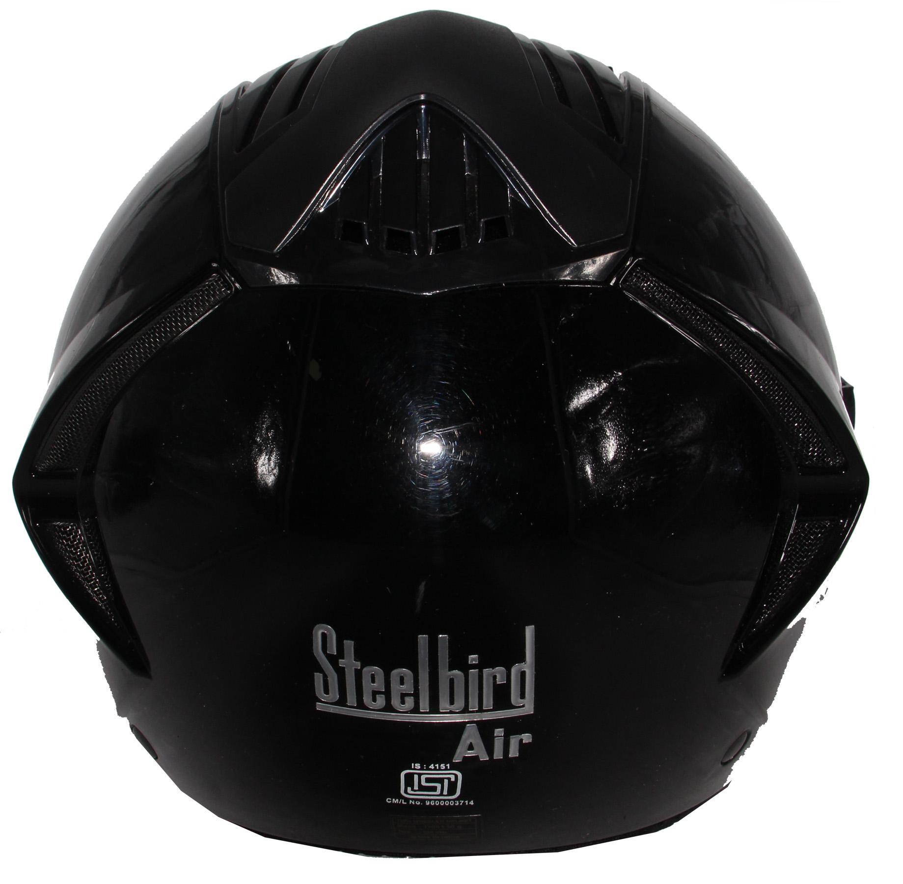 SBA-2 GLOSSY BLACK HAWK WITH SMOKE VISOR AND ONE EXTRA TRANSPARENT VISOR. 