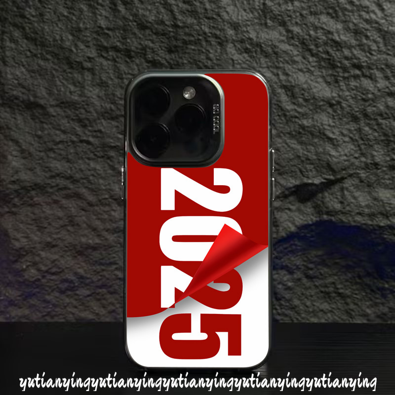 Red New Year 2025 Letter Case for Realme C67 C51s C55 C63 C35 C65 C61 C53 C20 C15 C33 C25 C31 C51 C30 C12 C21 Note 60 50 C17 C11 C21Y C25Y 9i 5 8i 11 5i Narzo N63 Plated Metal Lens Case. 