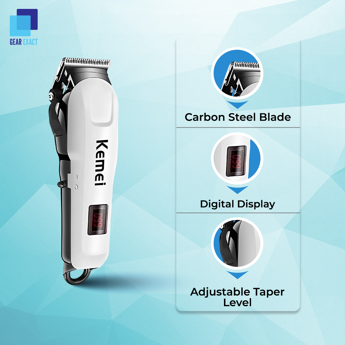 Kemei KM-809A Rechargeable Hair Clipper and Trimmer for Men. 