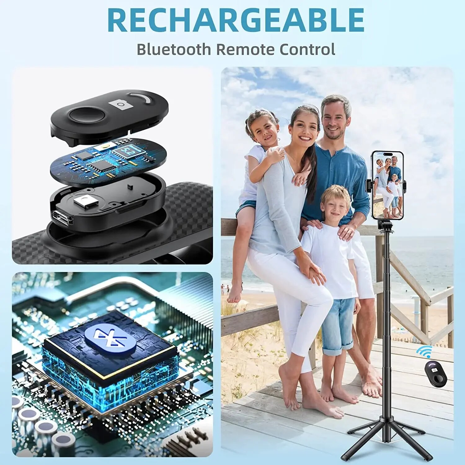 Xiaomi Selfie Stick Phone Tripod 40 Extendable Rechargeable Bluetooth Control with 1/4 Inch Screw for Android IPhone Smartphone. 