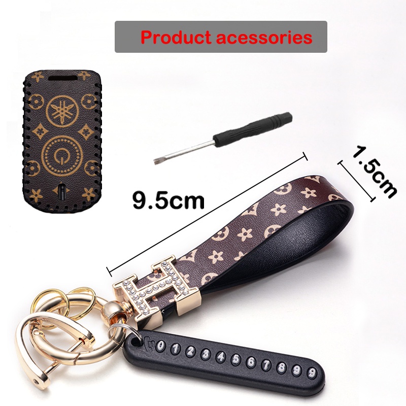 Yamaha Nmax 2020 2021 Aerox S Xmax Sniper 2021 Remote Key leather Case Cover with Keychain. 