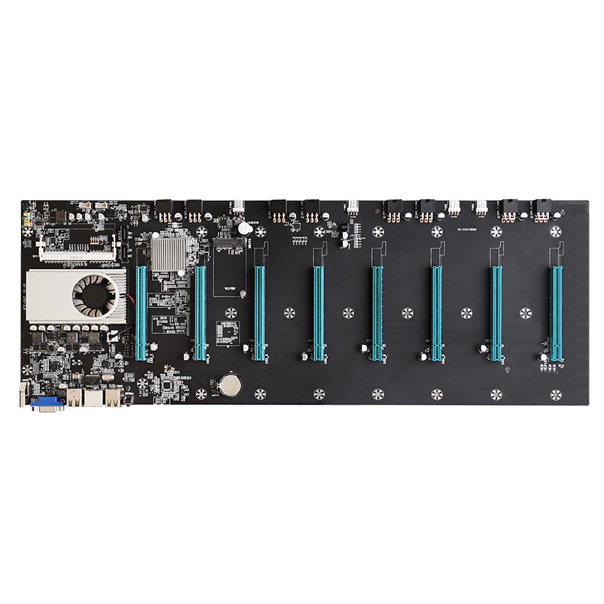 HXSJ BTC-S37 Motherboard with Onboard Intel Celeron 847 CPU 8 PCI-E 16X Slots Gigabit Network VGA+HD Ports Support 8 Graphics Cards