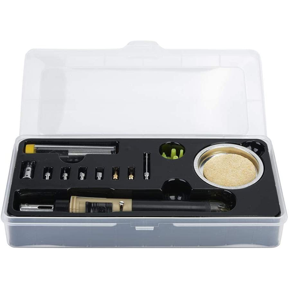 12 in 1 Butane Gas Soldering Iron Kit Adjustable Flame Cordless Butane Powered Soldering Iron Welding Torch Solder Tool. 