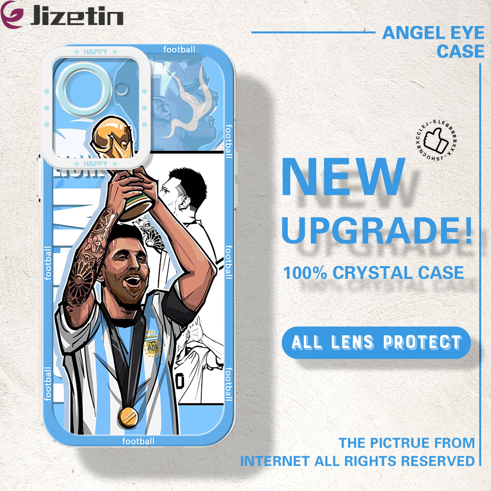 Jizetin for Realme C30 Back Cover Crystal Transparent Messi Star Soft Full Camera Cover Protection Phone Cases
