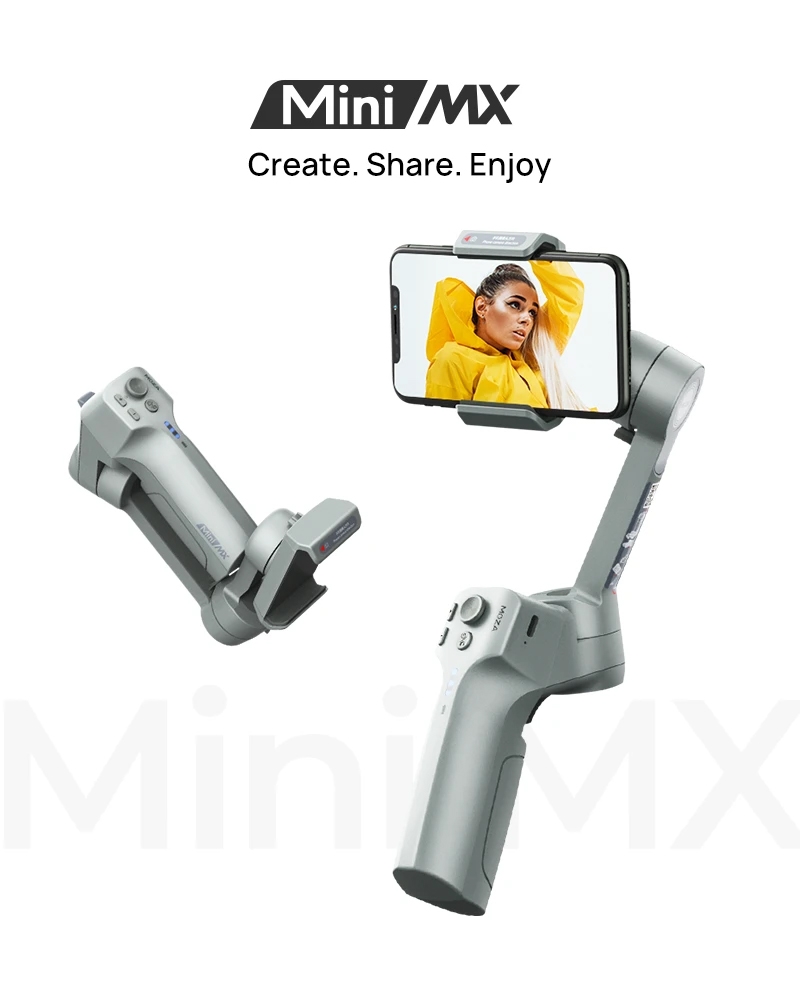 MOZA Mini MX 3 Axis Foldable Handheld Gimbal Stabilizer for Action Camera and Phone(Grey). 