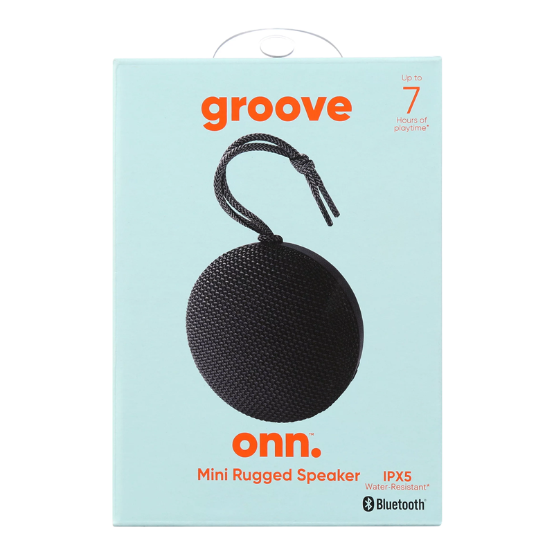 Bluetooth Speaker ONN Groove Mini Rugged Speaker USA Walmart Brand ONN IPX5 Water Resistant Bluetooth Speaker Waterproof Portable Bluetooth Speaker. 