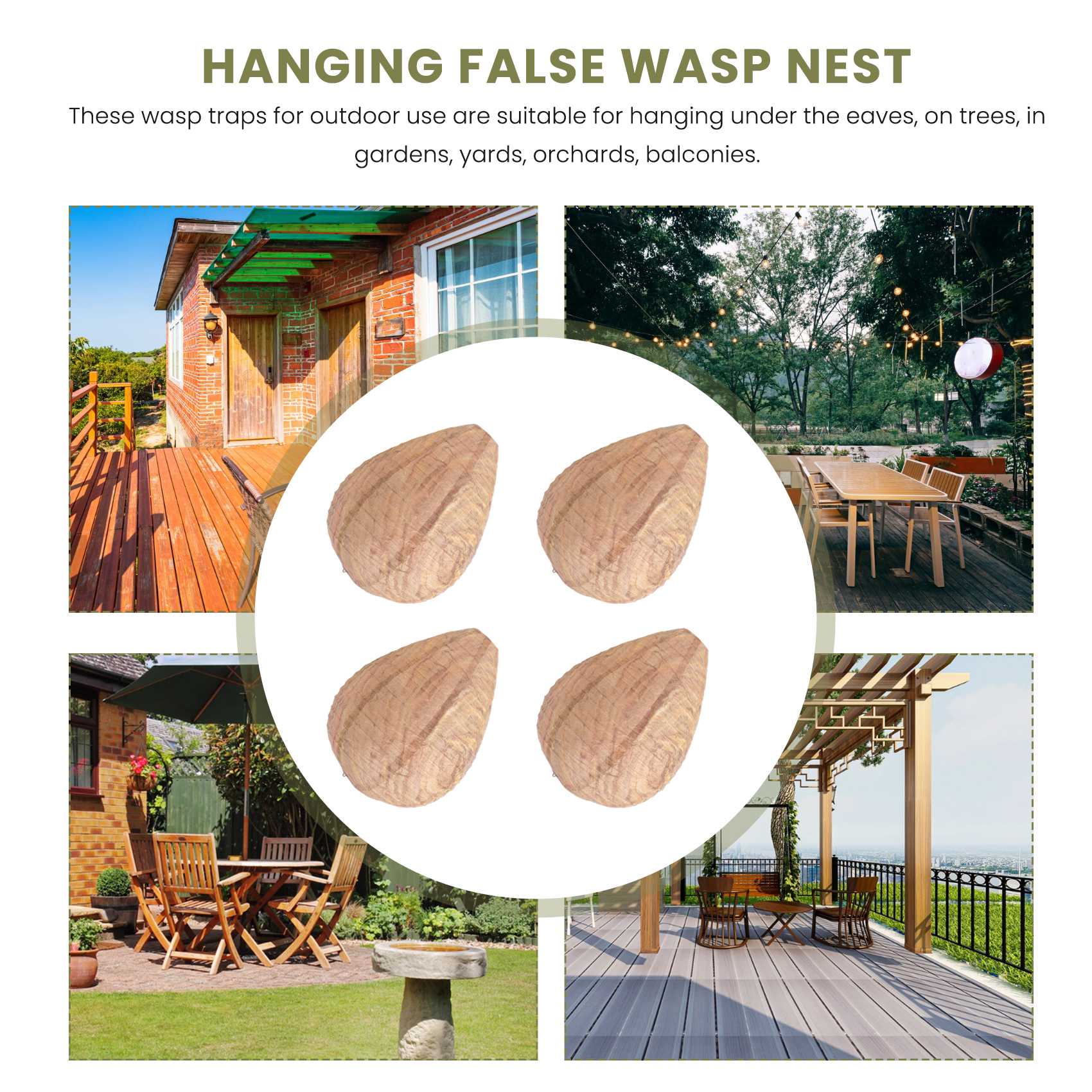 4PCS Wasp Nest,Decoy Hanging Fake Wasp Nest Paper Decoy Safe Fake Trap Effective Eco Friendly Paper Wasp Nest for Garden. 