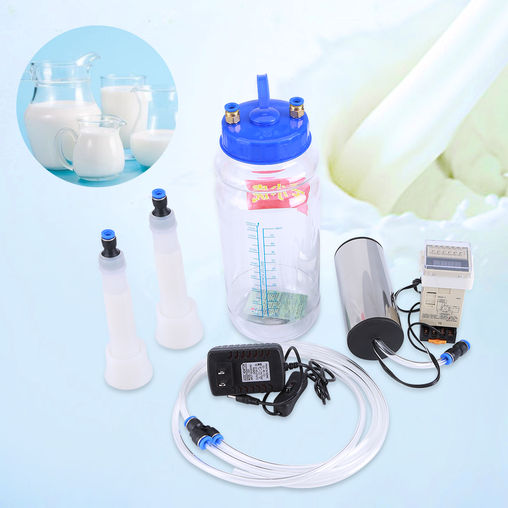 2L Portable Electric Milking Machine with Time Controller for Cow 100‑250V US Plug. 
