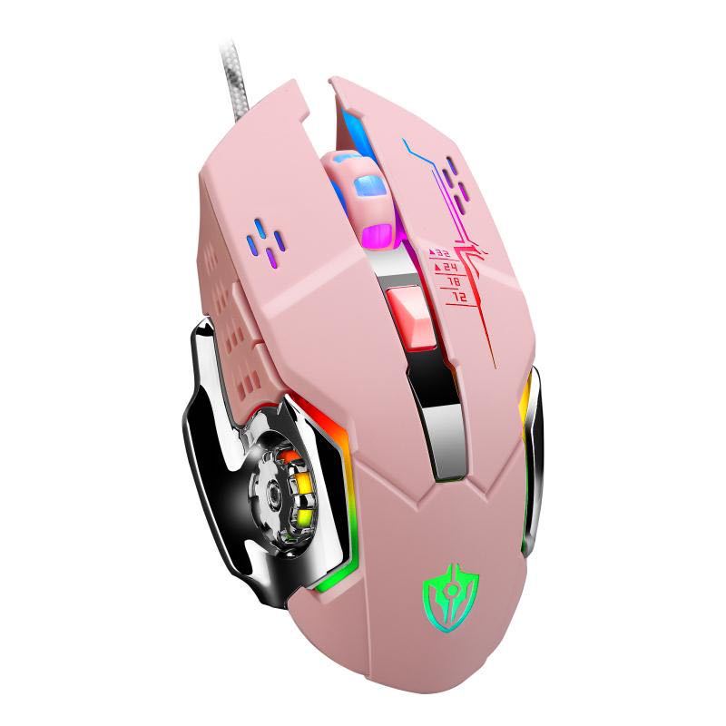 Void Battleship X7 Wired Pink Macro Yiding Game Luminous USB Port 6D Game Luminous Mouse Cross-border Exclusive. 