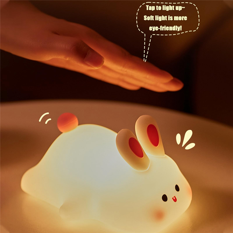 Big Face Rabbit Light LED Portable Rechargeable Bunny Lamp Night Light for Baby Nursery USB Dimmable Rabbit Night Lamp Easy Install Easy to Use. 