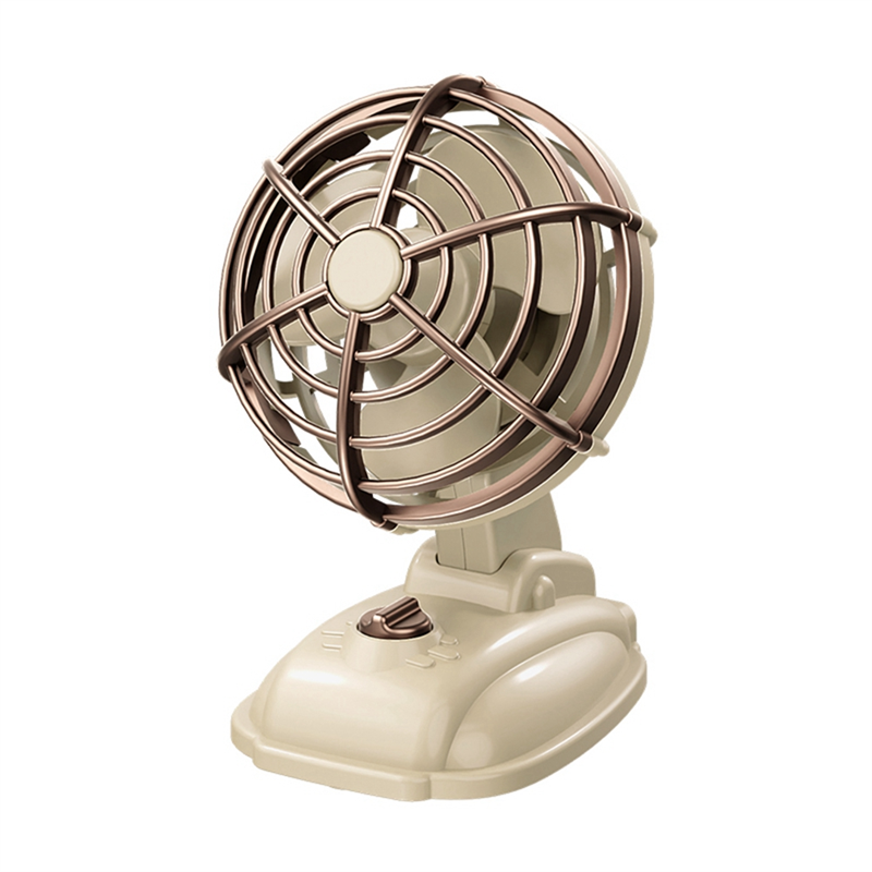Retro Mini Desktop Fan 400mAh USB Rechargeable Outdoor Desk Fan,White