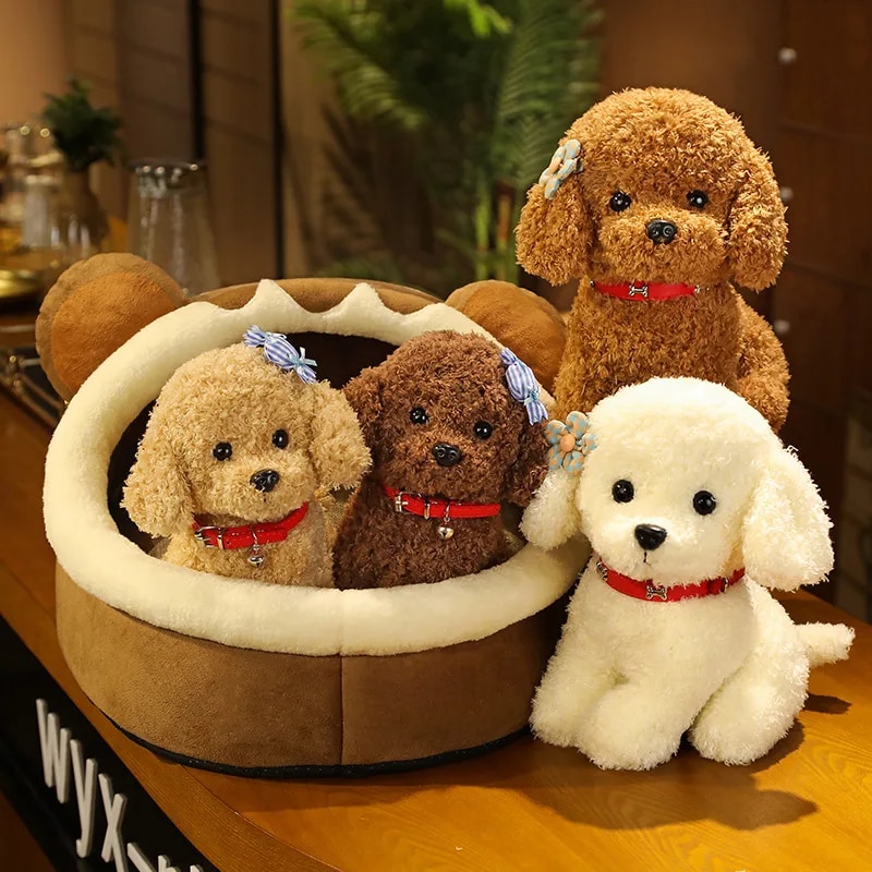 22cm Creative Realistic Teddy Dog Lucky Simulation Dog Poodle Plush Toys Handmade Realistic Figure Toy Plush Stuffed Animals. 