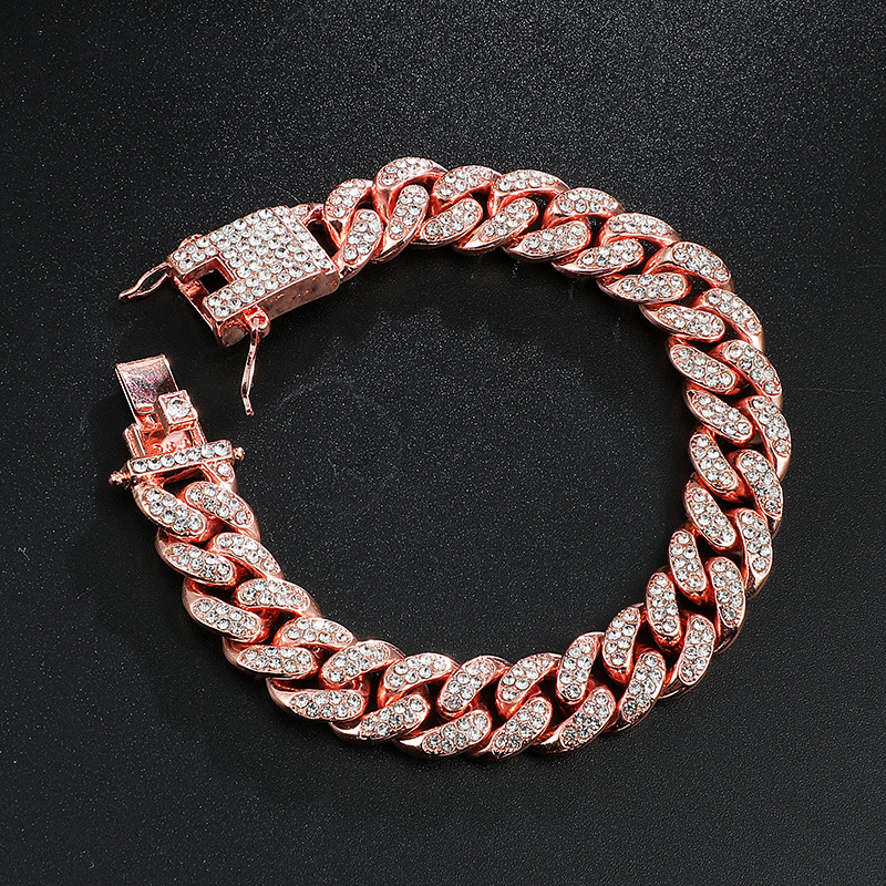 Hip Hop bracelet Bling Iced Out Men Bracelet Miami Cuban Link Chain Bracelets for Men Jewelry. 