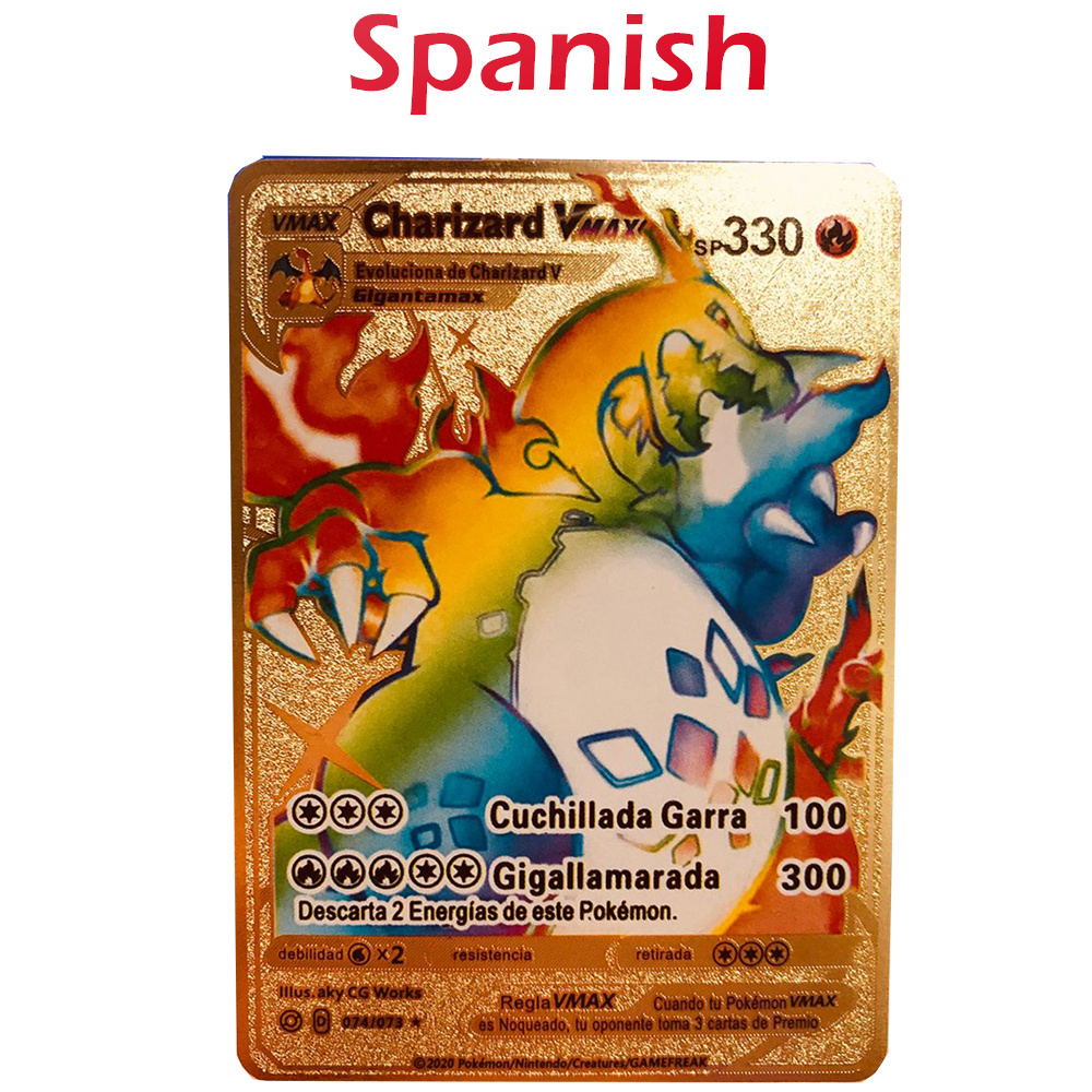 Spanish Pokemon Card Gold Metal Pokemon Card Spanish Hard Iron