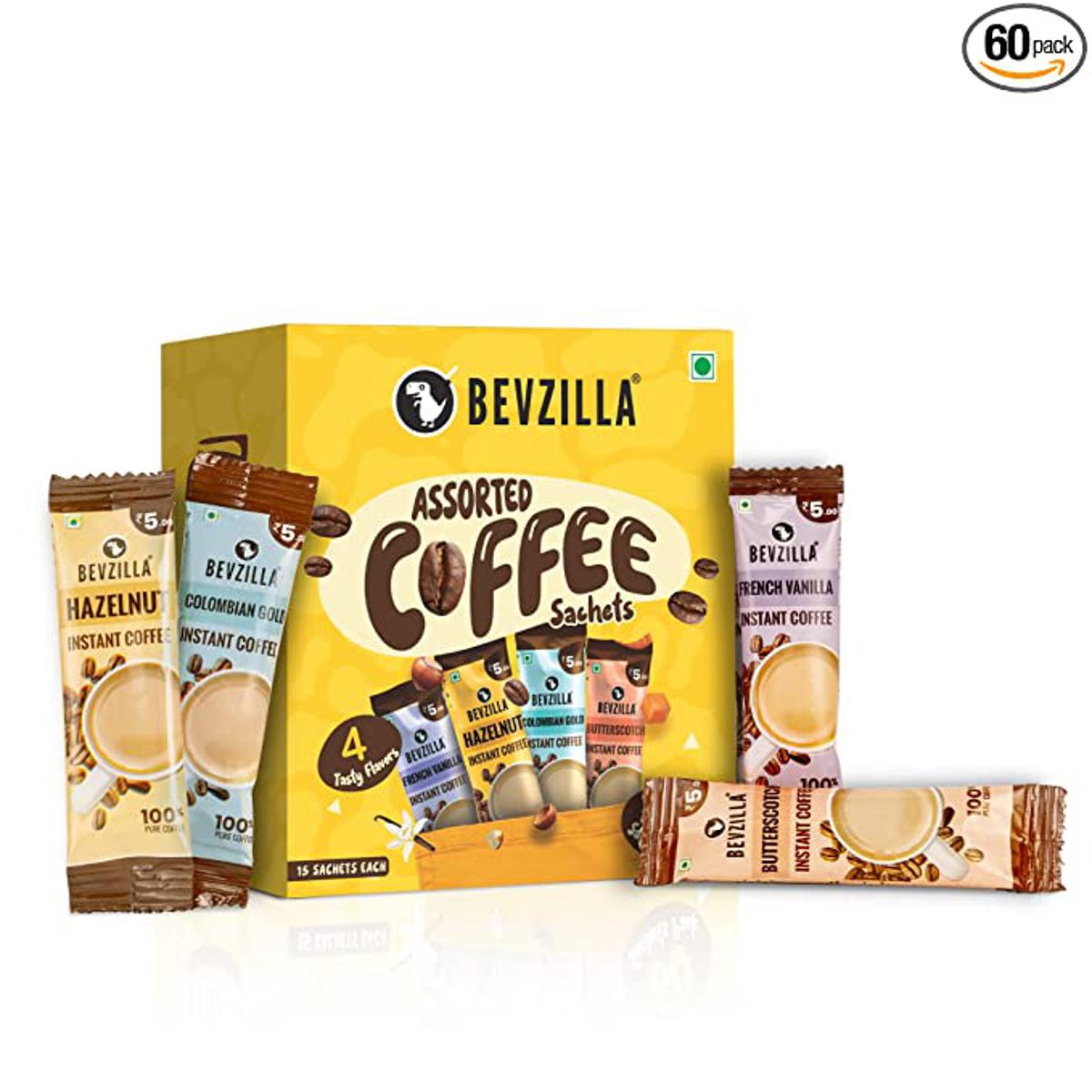 Bevzilla 10 Instant Coffee Powder Sachets(Assorted) 100grm each gluten free