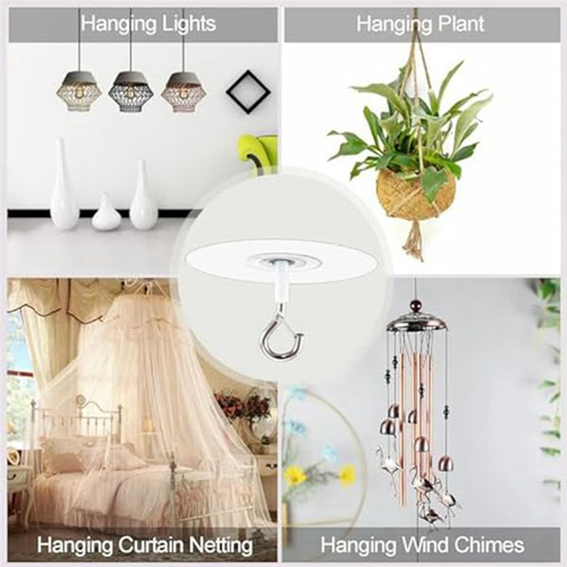 10Pcs Adhesive Ceiling Hooks for Popcorn Concrete Textured Ceiling Wall , No Drilling Self Adhesive Ceiling Hooks Easy Install Easy to Use. 