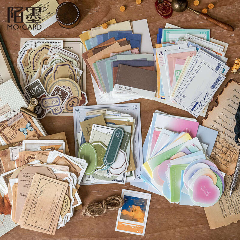 MoMo Material Pack Memo Collection Series Art Basic Colors Handwritten Account Message Collage Decoration Paper 6 Styles
