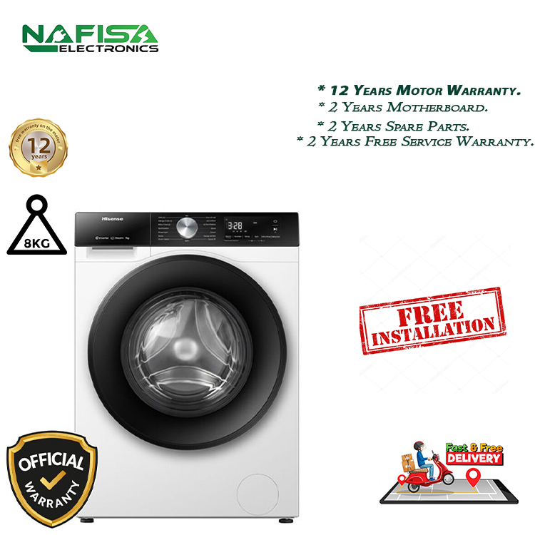 Hisense 8kg Inverter Front Loading Washing Machine (WF3S8043BW)