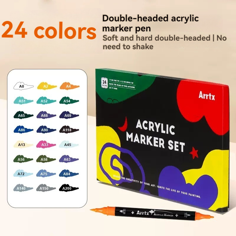Arrtx Soft-head Acrylic Marker 24/32 Color Set Water-based Pen Graffiti Hand-painted DIY Painting. 