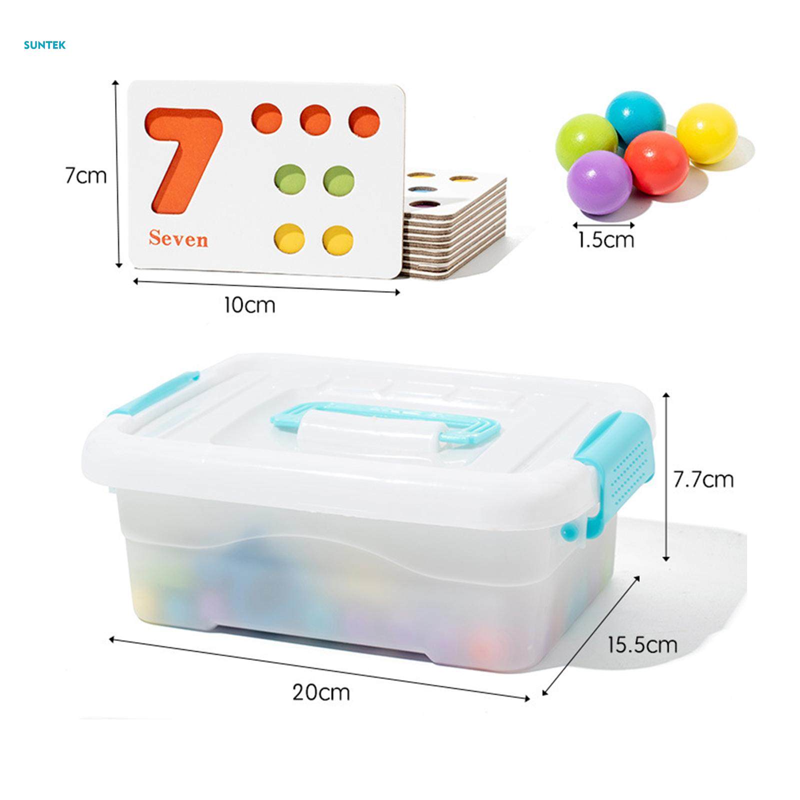 Color Sorting Toys Montessori Toy with Rainbow Beads Clip Beads Matching Game. 