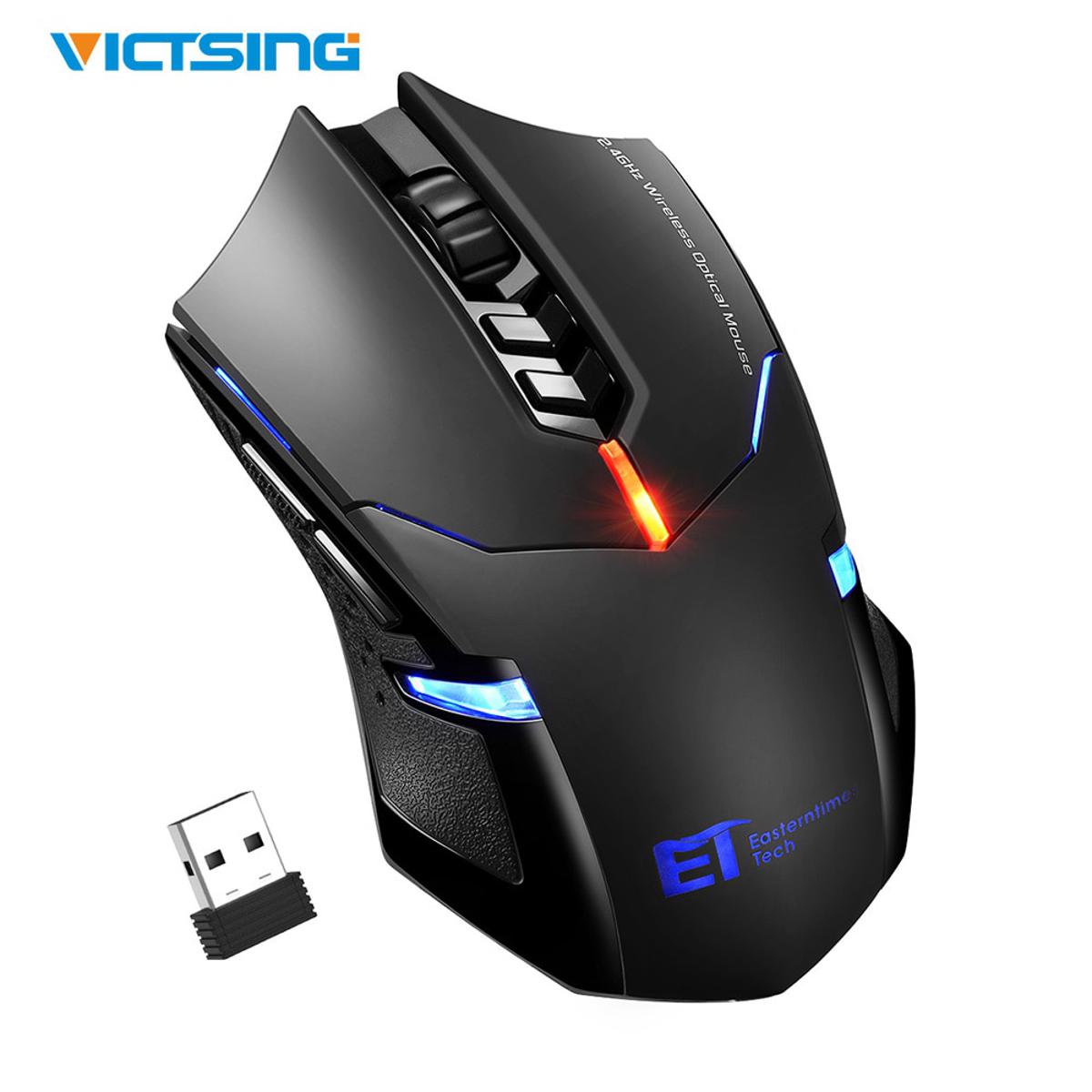 Victsing 2.4Ghz Wireless Gaming Mouse Optical Game Mouse 2400 DPI Breathing Backlit Silent Ergonomic 7 Buttons For PC Computer. 