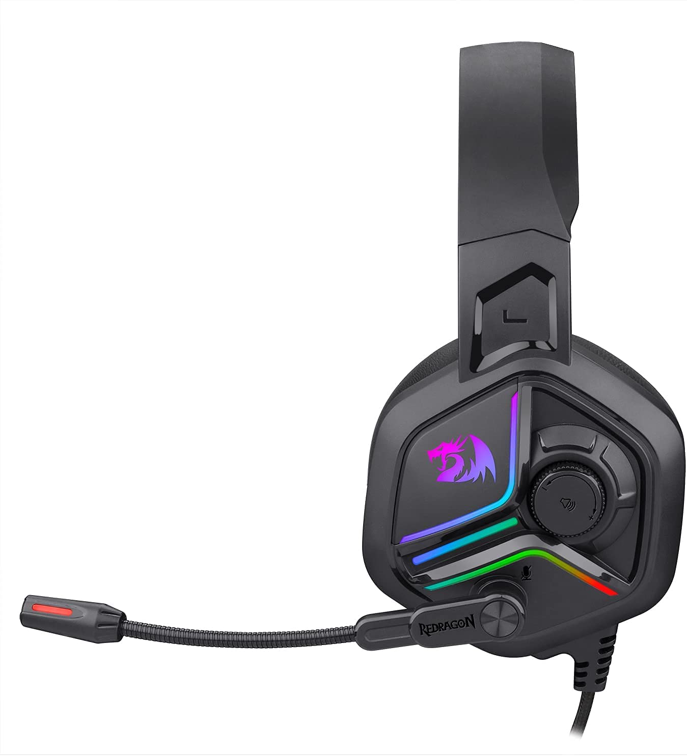Redragon H230 Ajax RGB Wired Gaming Headset, Dynamic RGB Backlight - Stereo Surround-Sound - 53MM Drivers - Over-Ear Headphones with Mic, Volume Control Works. 