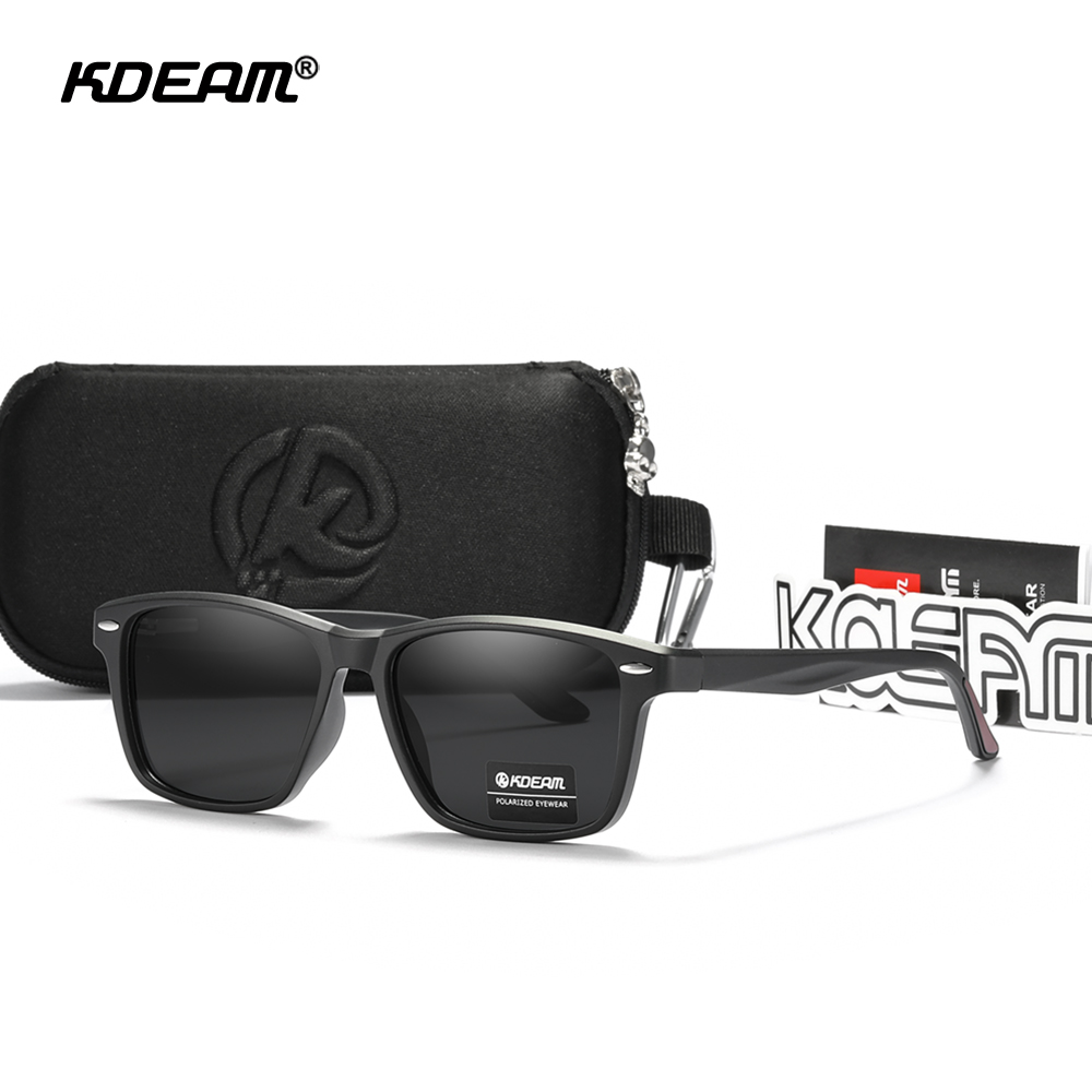 KDEAM All Matching Square Polarized Sunglasses For Men Women TR90 Material Frame Spring Hinges KD398. 