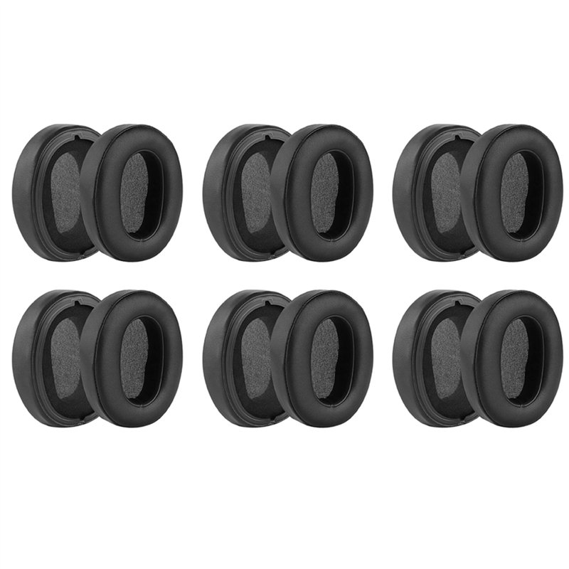 6X Replacement Ear Pads WH-XB900N Headphones Earpads Leather Headset Ear Cushion Repair Parts (Black)