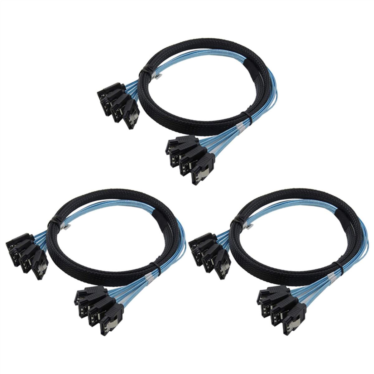3X SAS Cable Sata Cable High Speed 6Gbps 4 Ports/Set for Server 0.5 Meter