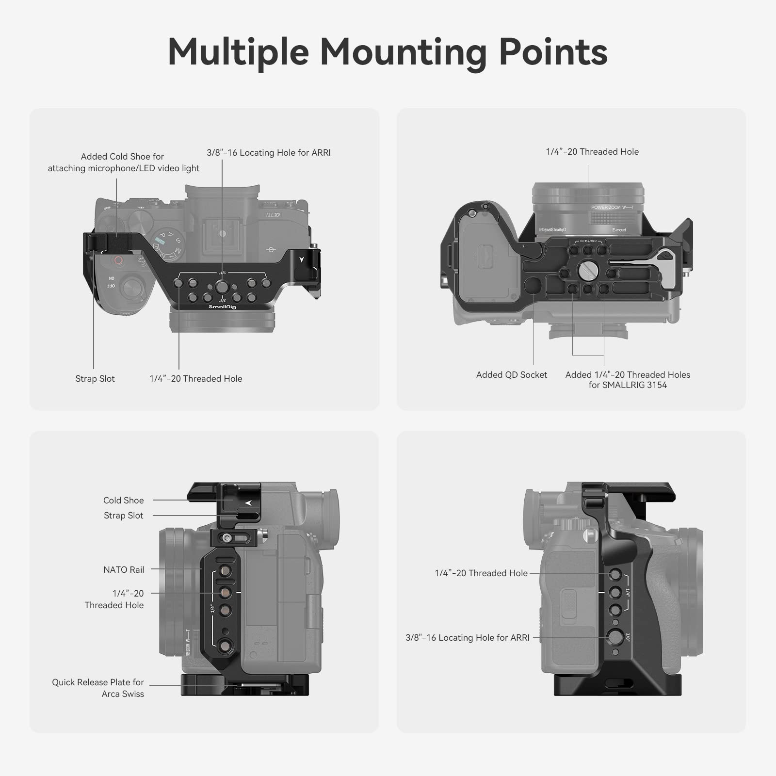 SmallRig A7m4 A7 IV Full DSLR Camera Cage for Sony Alpha a7iv A7 IV / Alpha 7S III Advanced Cage Kit L-Bracket Baseplate -3667B. 