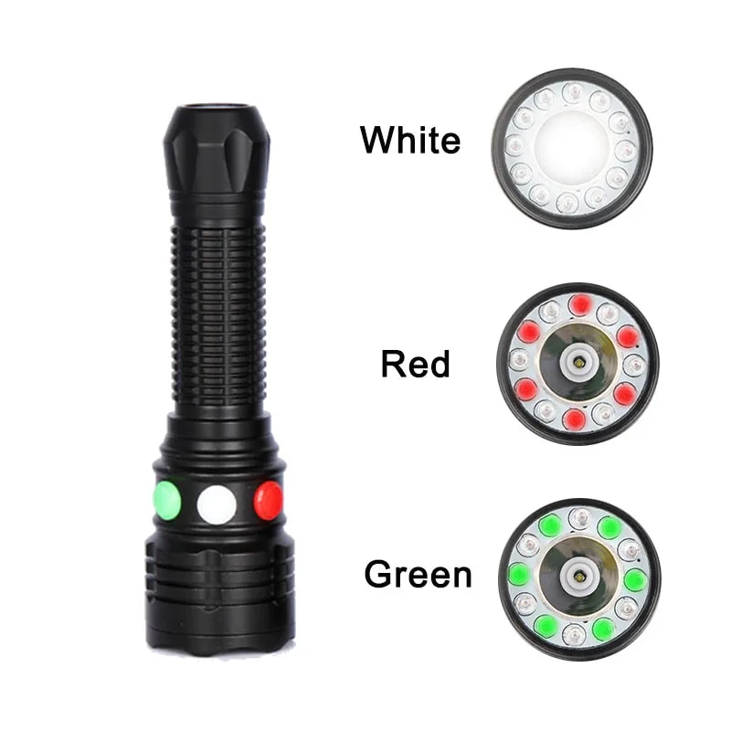 Railway Signal Flashlight Multifunctional Rechargeable Torch Light With Magnet Base Aluminum Hard 3 Color Light Torch. 