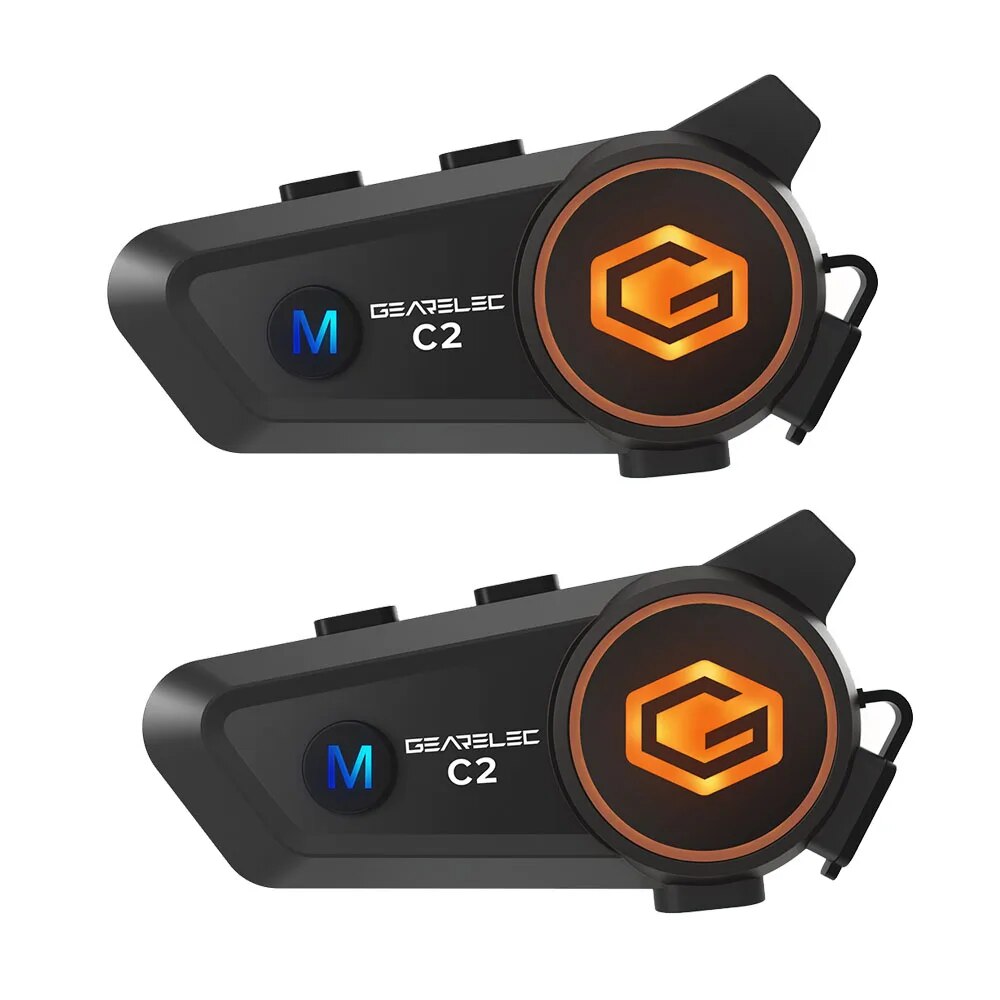 GEARELEC C2 Motorcycle Helmet 5.3 Bluetooth Intercom Headset 50m 2-Rider IP67 Waterproof BT Wireless Communication Multicolor. 