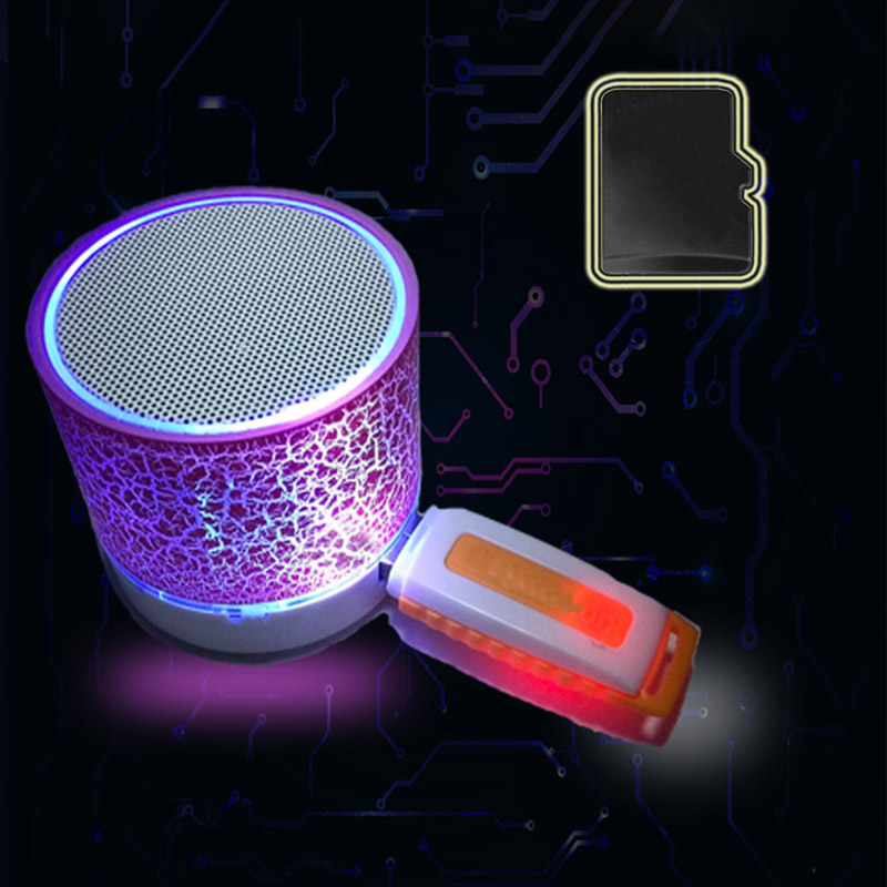 A9 Mini Portable Speaker Bluetooth Wireless Car Audio Dazzling Crack LED Lights Subwoofer Support TF Card USB Charging For PC. 