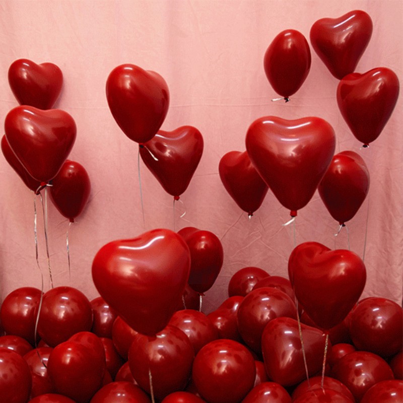 10pcs Heart Shaped Red Latex Balloons Are Unbreakable and Reusable.. 