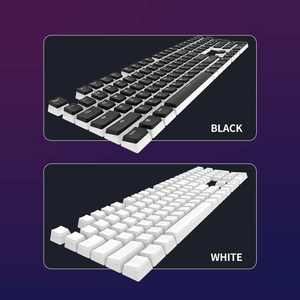 AJAZZ PBT Pudding Keycap 108 Keys PBT Keycap Set with Frosted Hand Feel for Mechanical Keyboard White(Only Keycaps). 