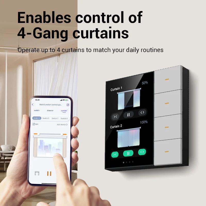 Tuya Zigbee 3.5 Inch Smart Wall Switch Touch Screen 4 Groups Switch 8-way Scene Radar Sensor Dimming Switch Curtain Smart Home. 