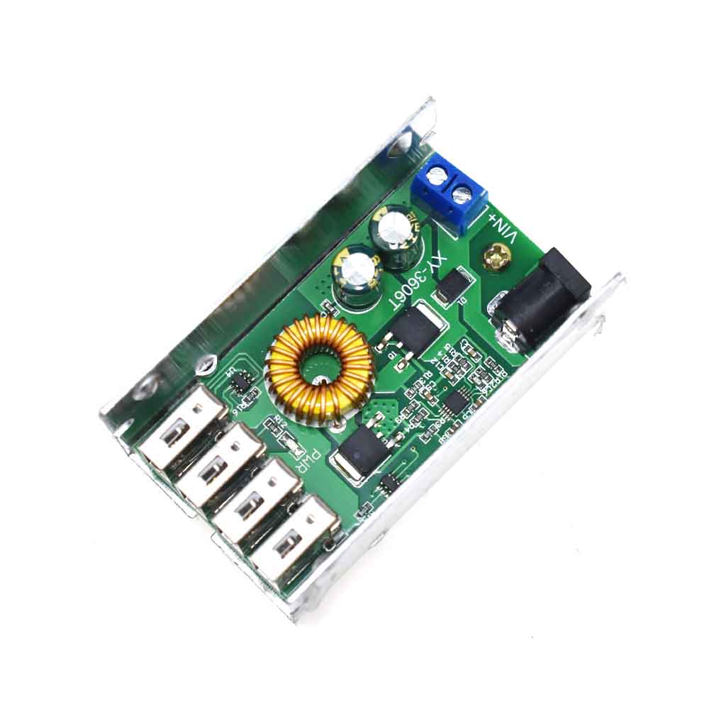 DC-DC 9V 12V 24V 36V To 5V Step Down Board 5A 4 USB Output Buck Converter  Supply Module with Aluminum Shell For Phones