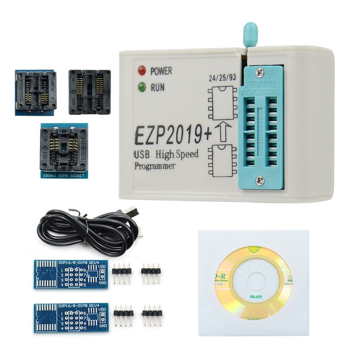 【happy one】2021 EZP2019 Programmer USB Support Win7&8 24 25 93 EEPROM Flash Bios Chip with 5 Adapters Smart Engineering Calculator