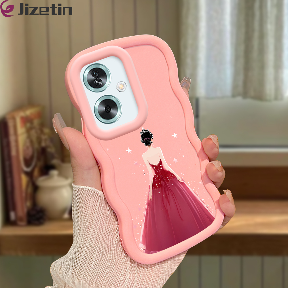 Jizetin for OPPO A2 5G A79 5G Back Cover Crown Girl Macaron Bright Color Wavy Shape Soft Mobile Phone Cases