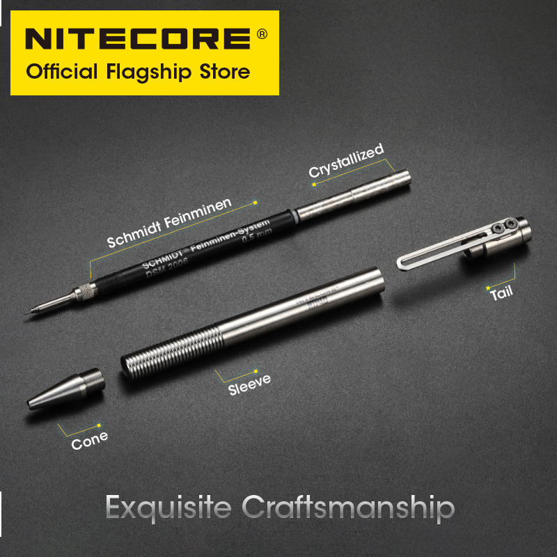 NITECORE NTP40 CNC Titanium Alloy Mechanical Pencil Cartooning Sketching Writing Drawing EDC 0.5mm Refill Pencil. 