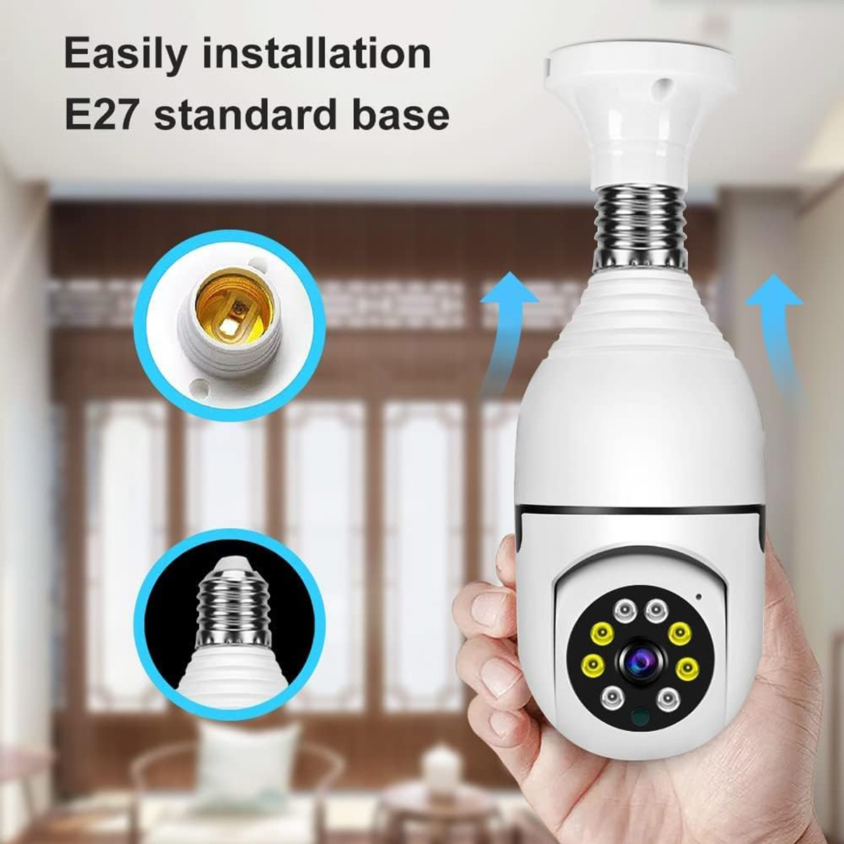 Wifi Wireless Light Bulb Camera 2 Megapixel E27 360 Degree HD (V380 Pro). 