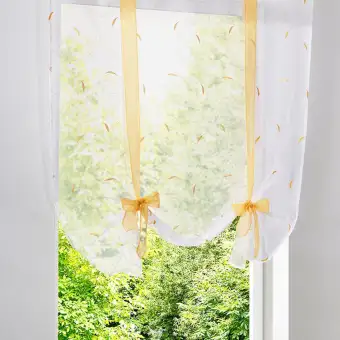 Simple All Match Embroidered Window Floral Short Curtains With