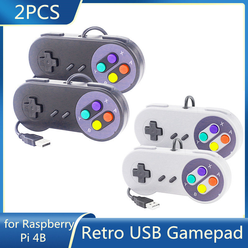 Pi 4 Bberry for Rasp game controller suitable for oPie game i RetrC NESP joystick wired control handle retro game controller 2-piece set USB game controller suitable for P
