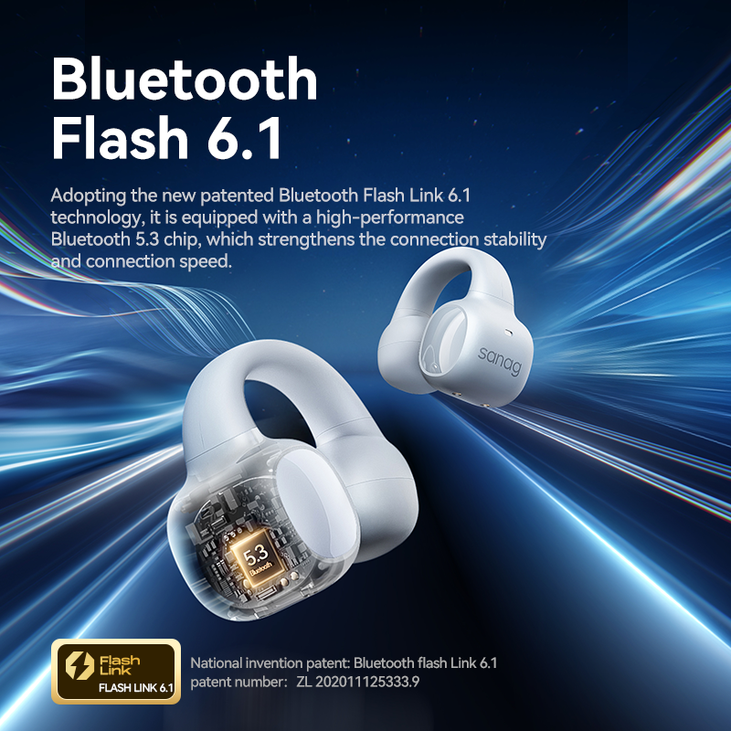 Sanag S3 Pro AI Smart Screen Bluetooth Earphone 360 ° Stereo Sound OWS Headphones Open Ear TWS Earbuds Earclip Wireless Headset. 