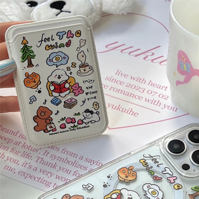Korea Cute Graffiti Accessories Magnetic For Magsafe Wireless Charge Case For iPhone 15 14 13 12 11 Pro XS Max X XR 8 Plus Cover. 