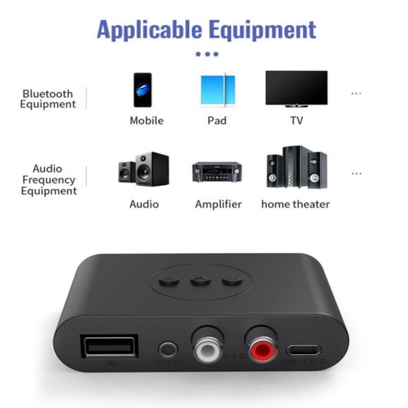 Bluetooth 5.0 Receiver Transmitter Wireless 3.5mm AUX NFC to 2 RCA Audio Adapter. 