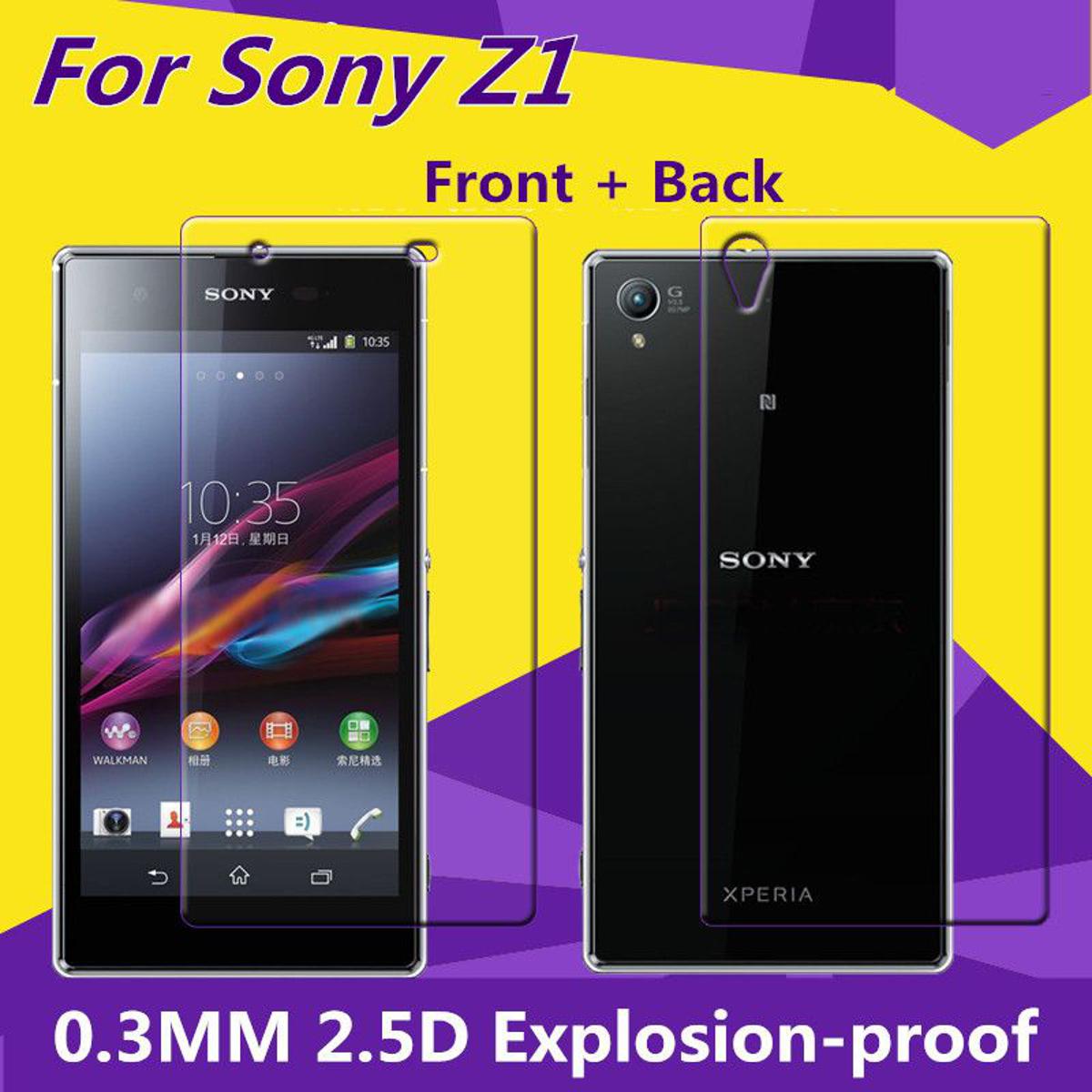 For Sony Xperia Z1 back glass....3mm screen protector 9H Hard 2.5D Arc Edge Round Border Screen Protector with Clean Tools