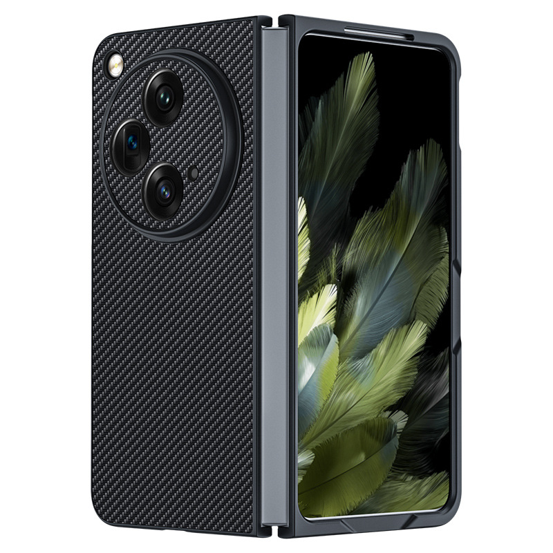 Applicable OPPOFindN3 Mobile Phone Shell Carbon Fiber Kevlar Pattern OnePlus One plus OPEN Protective Case Leather Case. 