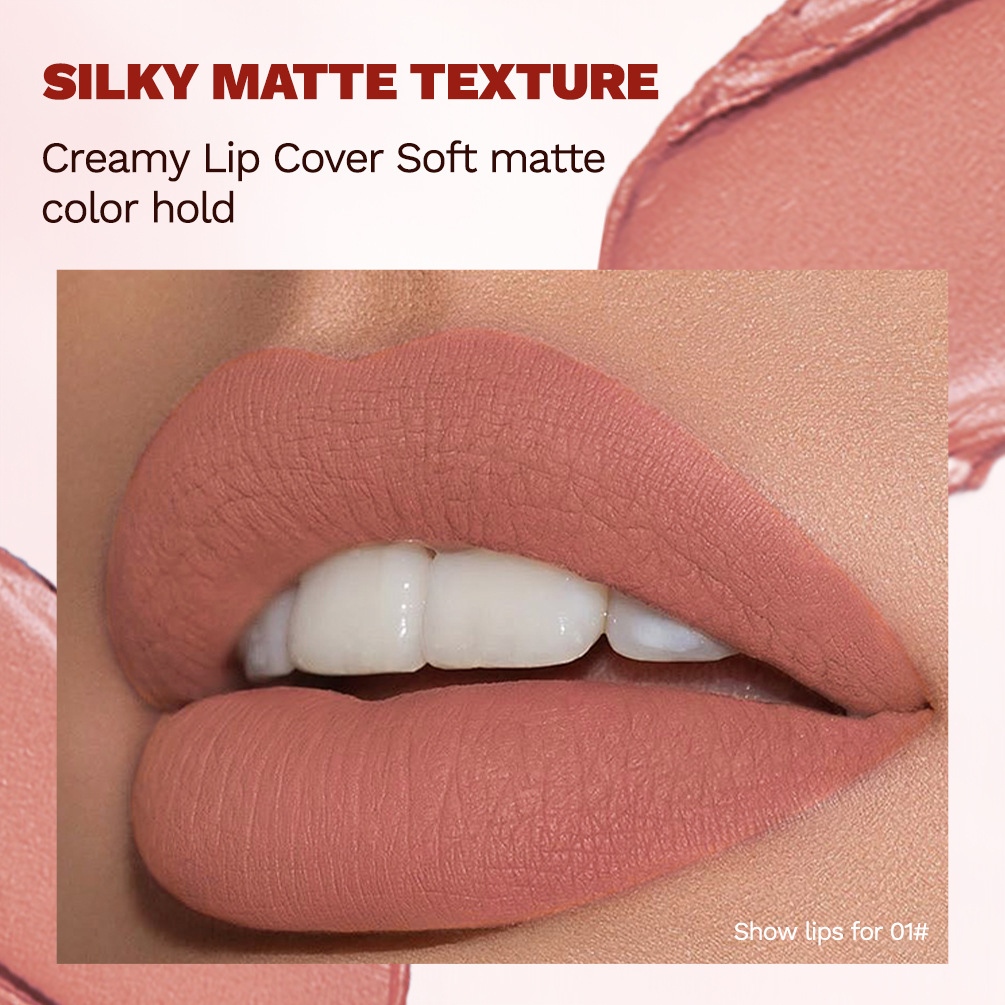 QIBEST Matte Velvet Matte Lipstick Set Non-sticking cups, non-fading, easy to color, moisturizing, long-lasting lipstick makeup. 