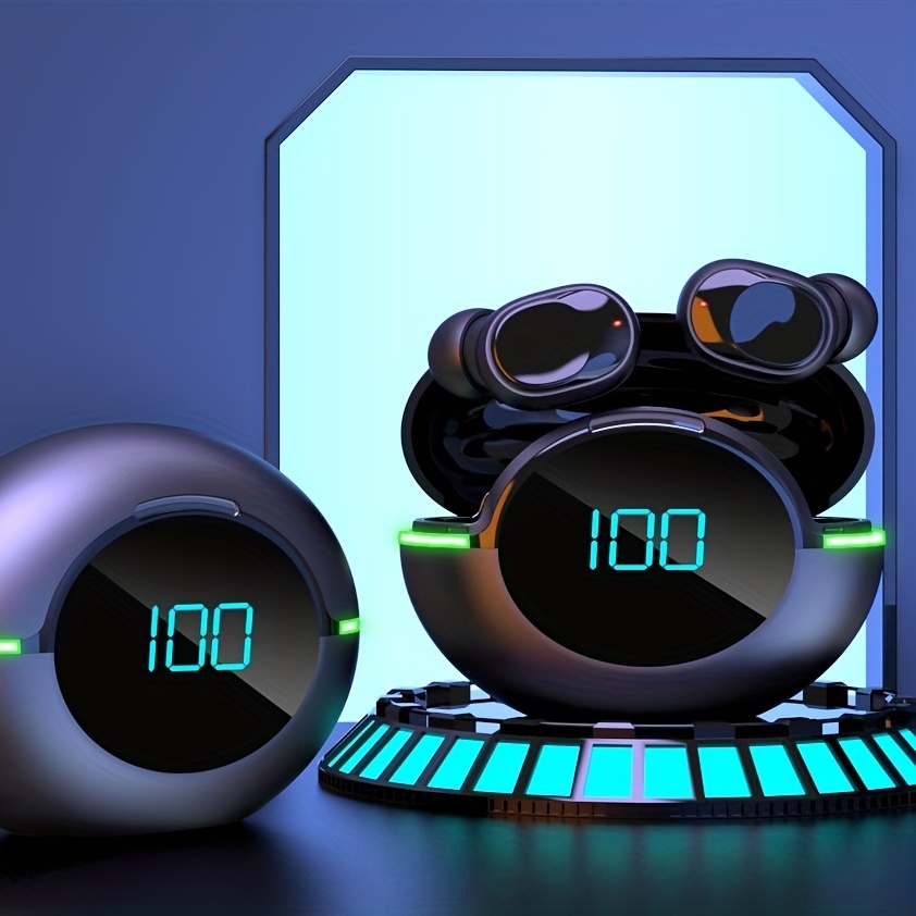 TWS V5.1 True Wireless Stereo Earbuds: Ergonomic Design, Low Latency, Battery Capacity Display, Gaming Hands-Free, Waterproof IPX4, RGB Light. 